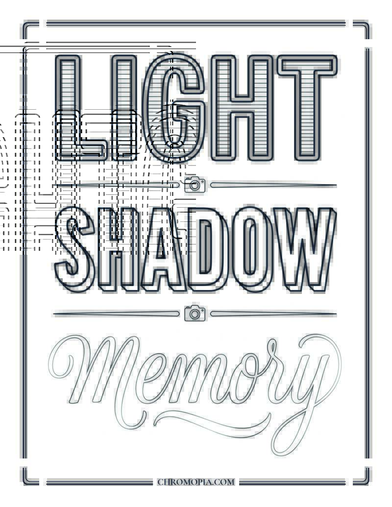 Light Shadow Memory Photography Quote Coloring Page