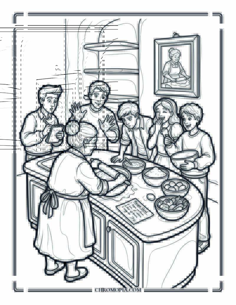 Elder Hosting Ancestral Recipe Masterclass On Senior Citizens Day Coloring Page