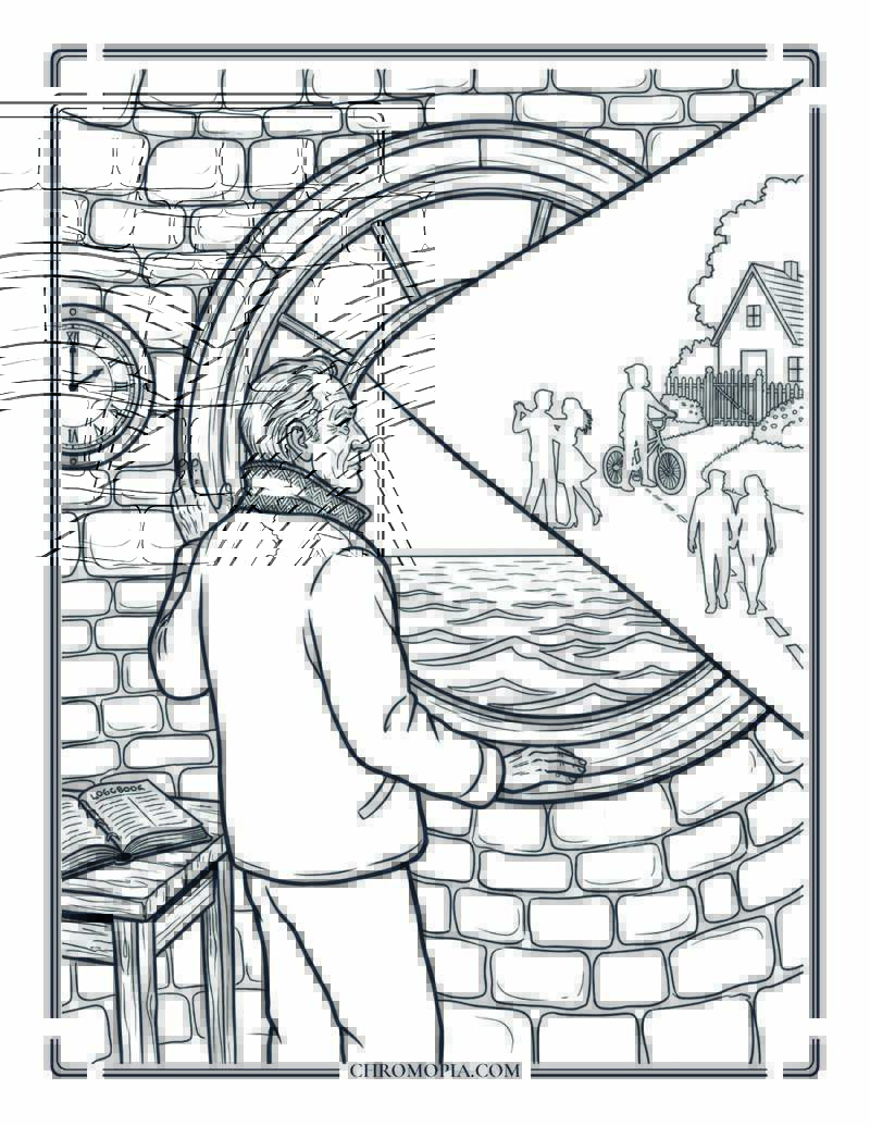 Lighthouse Keeper Memories At Sea Coloring Page