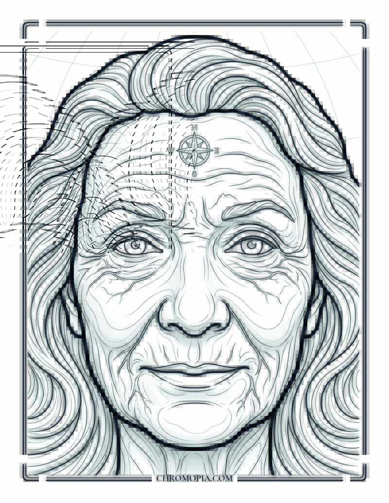 The Cartographer Elder Portrait World Senior Citizens Day Coloring Page