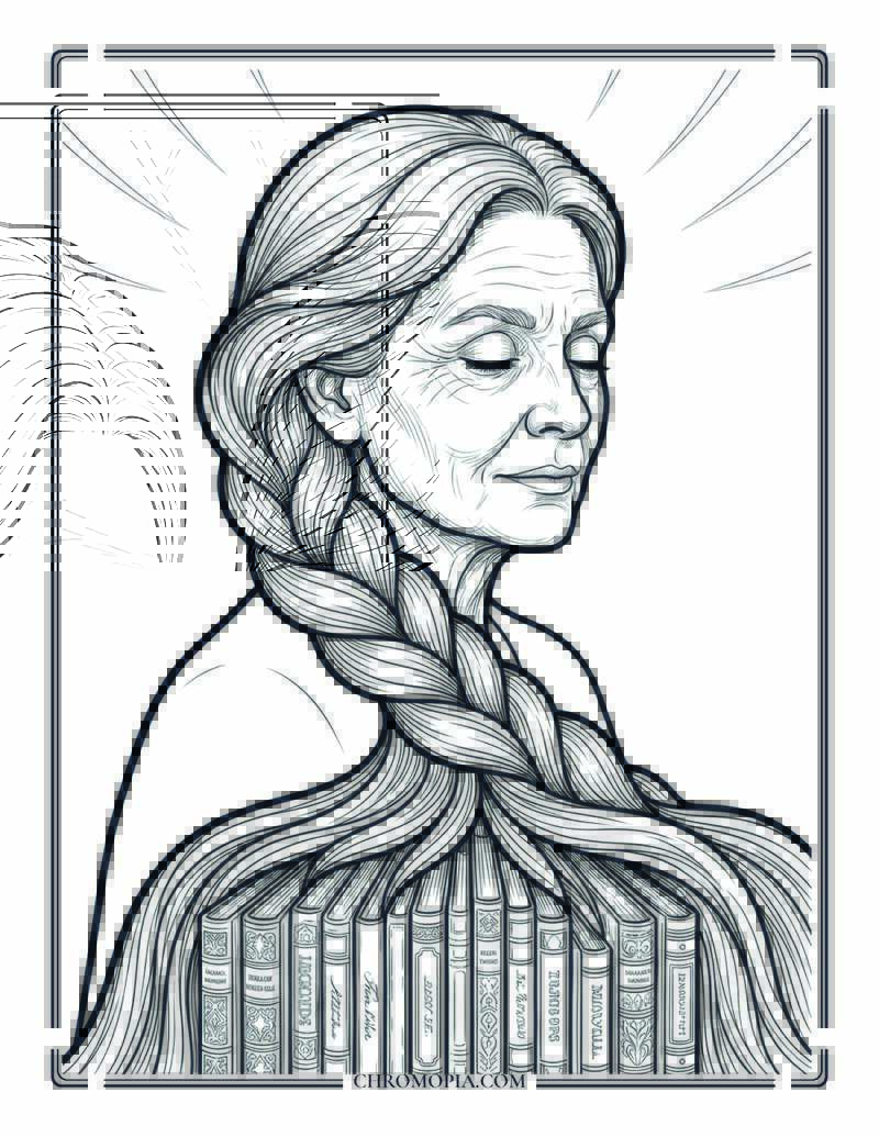 The Living Library Senior Portrait World Senior Citizens Day Coloring Page
