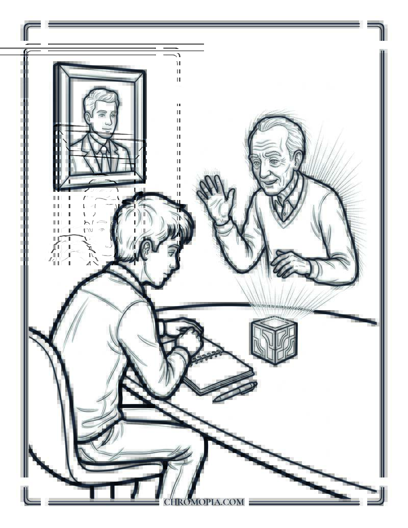 AI Legacy Conversation On Future World Senior Citizens Day Coloring Page