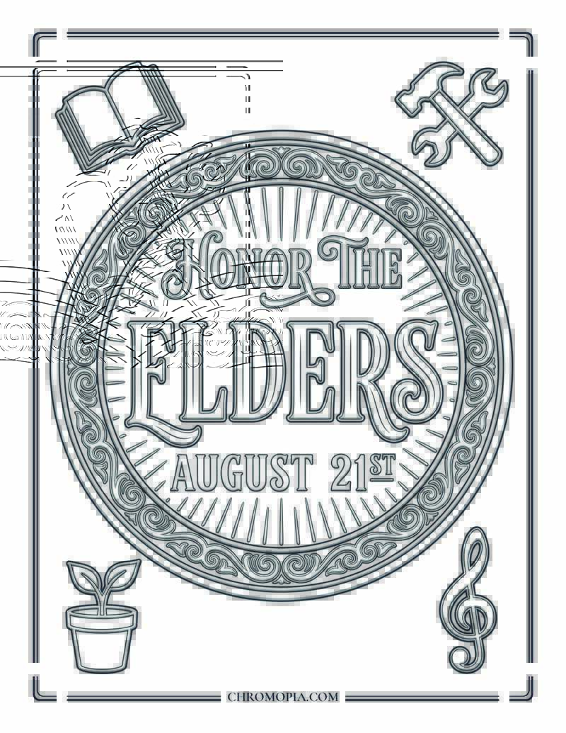 Honor The Elders World Senior Citizens Day Quote Coloring Page