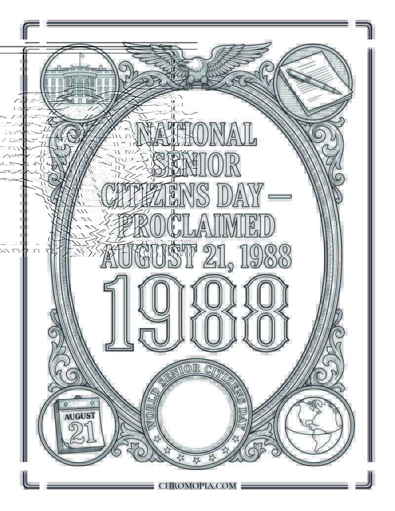 The 1988 Proclamation World Senior Citizens Day Historical Coloring Page