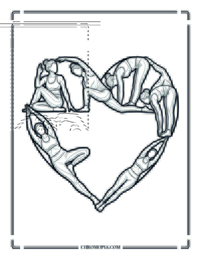 Group Figures Forming Connected Heart Through Bodies Coloring Page