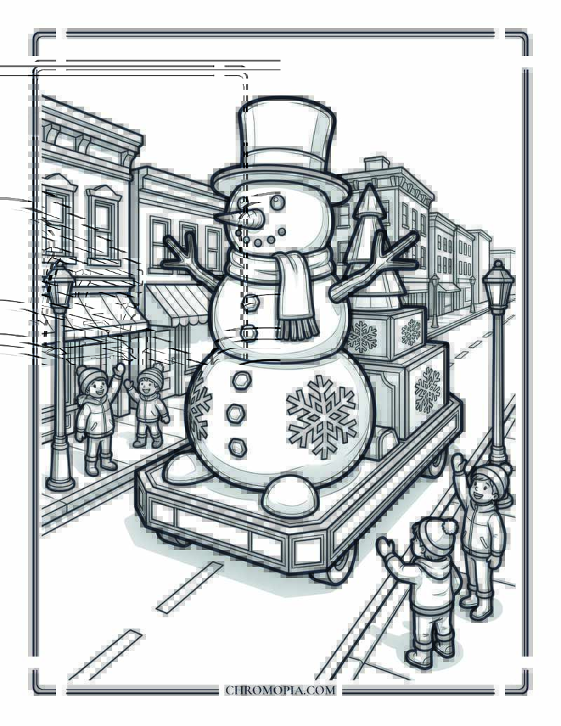 Giant Snowman Parade Float Coloring Page