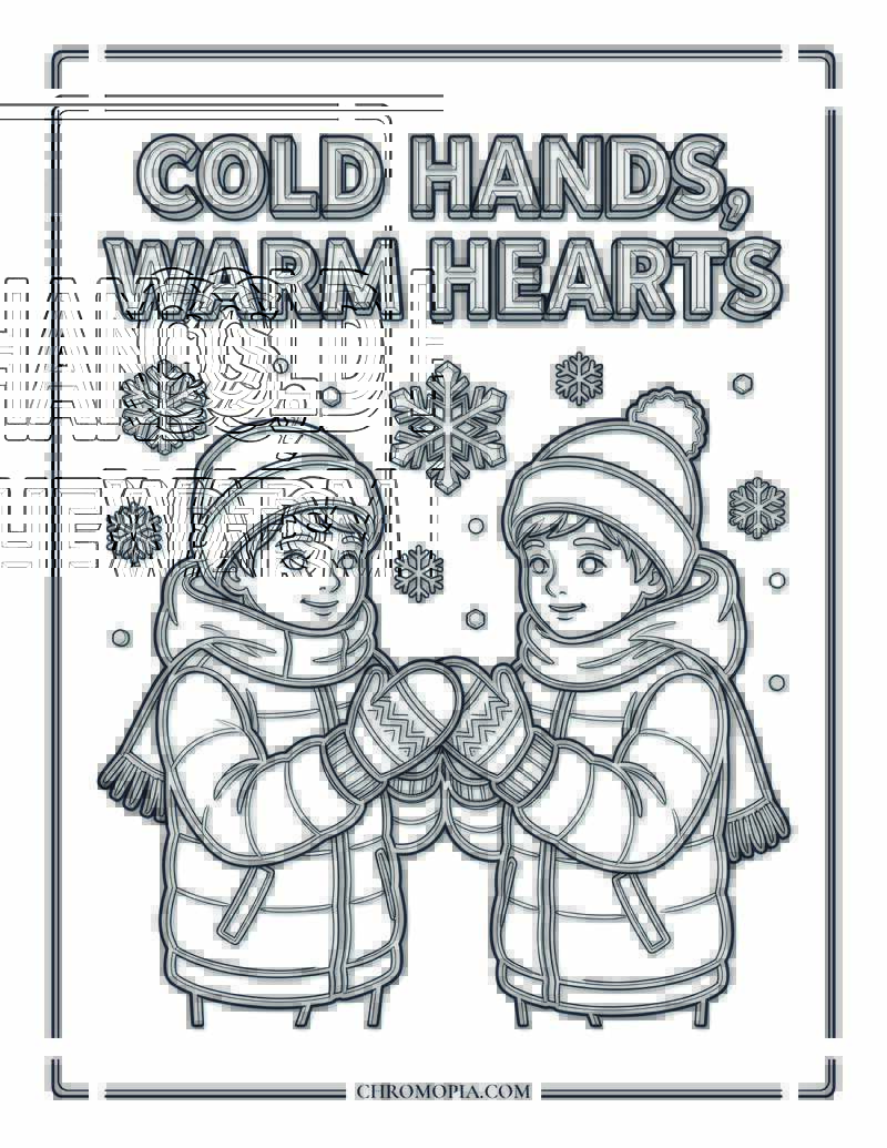 Cold Hands Warm Hearts Winter Quote Coloring Page