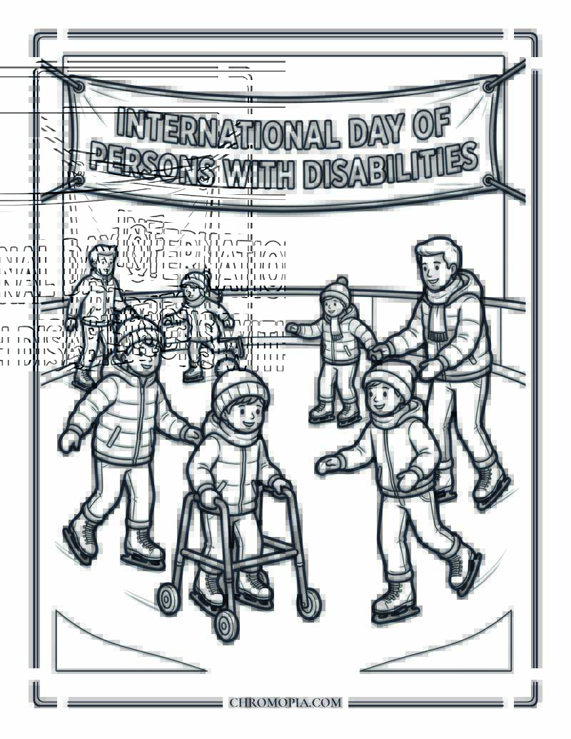International Day Of Persons With Disabilities Inclusive Ice Skating Coloring Page