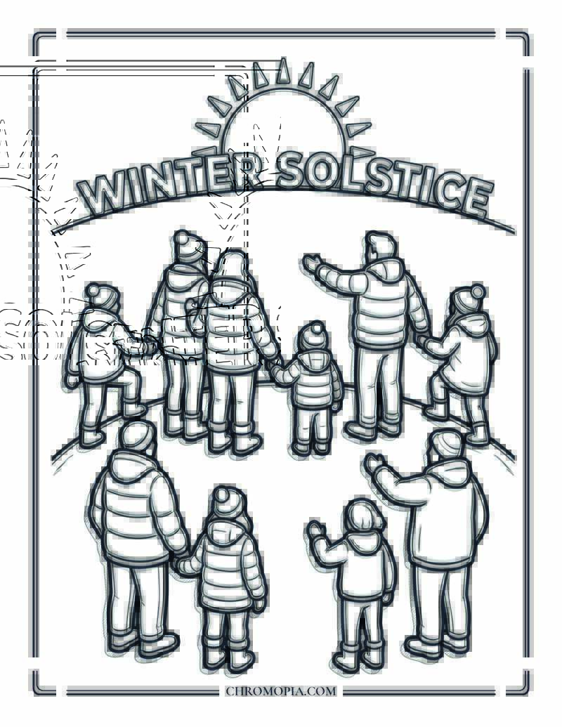 Winter Solstice Sunrise Horizon Coloring Page