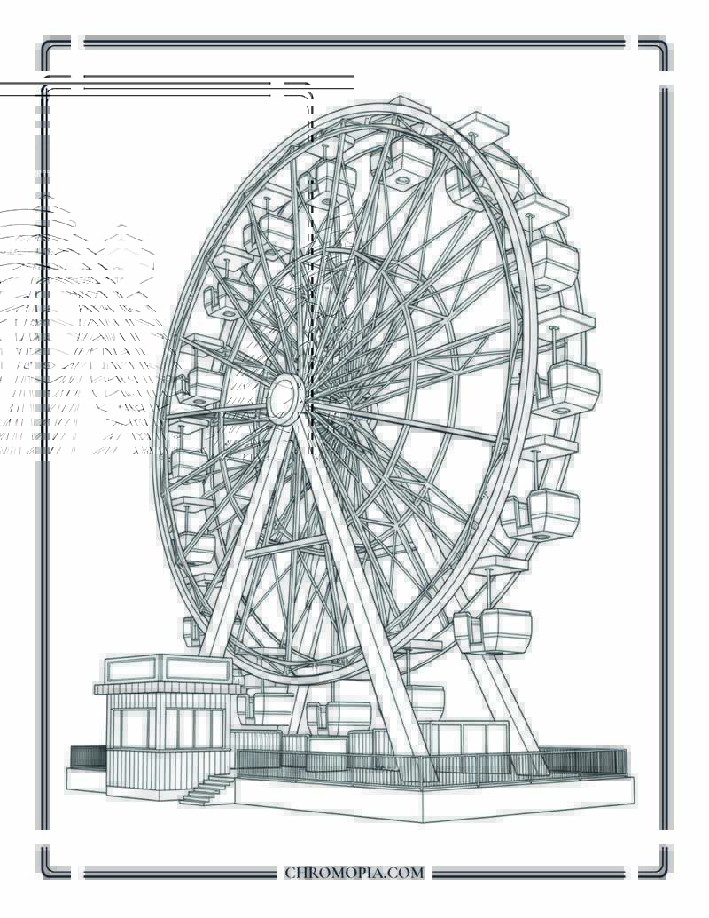 Giant Ferris Wheel At Summer Fair Coloring Page