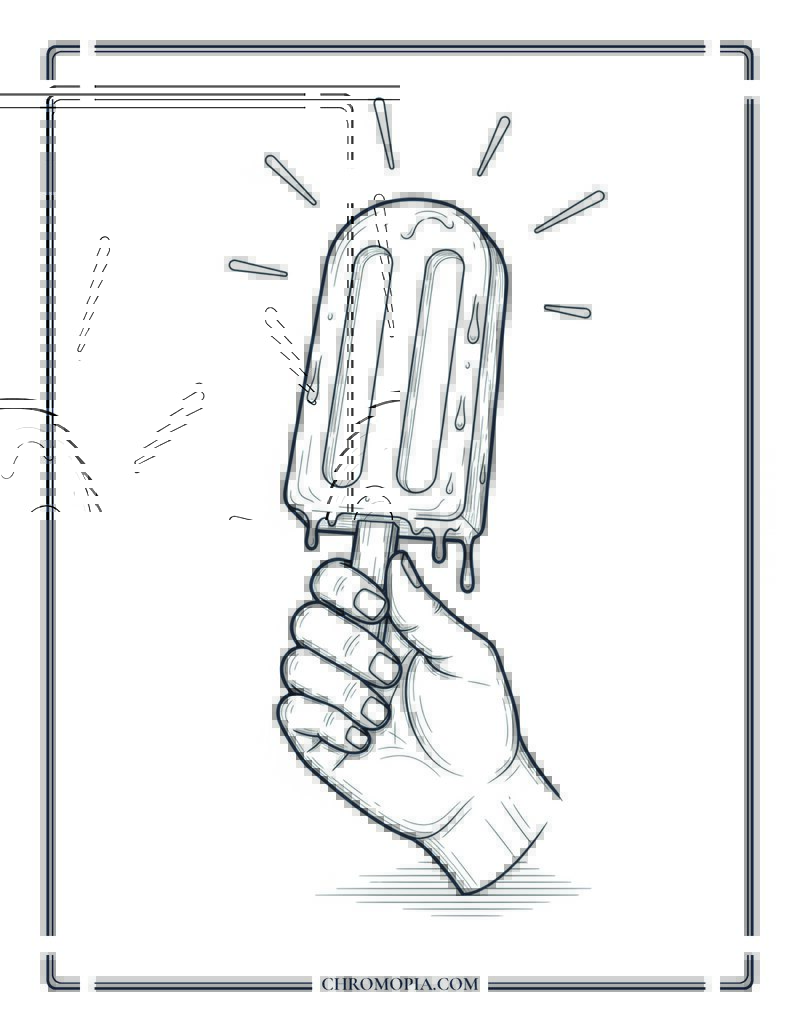 Hand Holding Melting Popsicle In Summer Heat Coloring Page