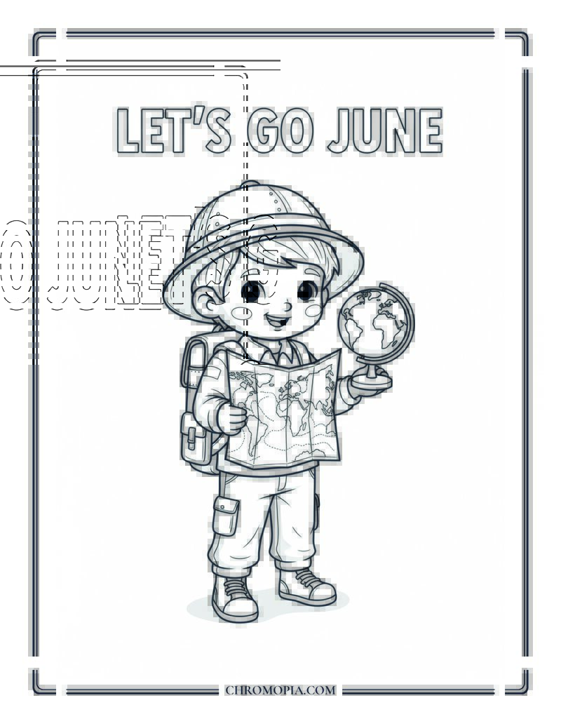 Let's Go June Bold Lettering Coloring Page