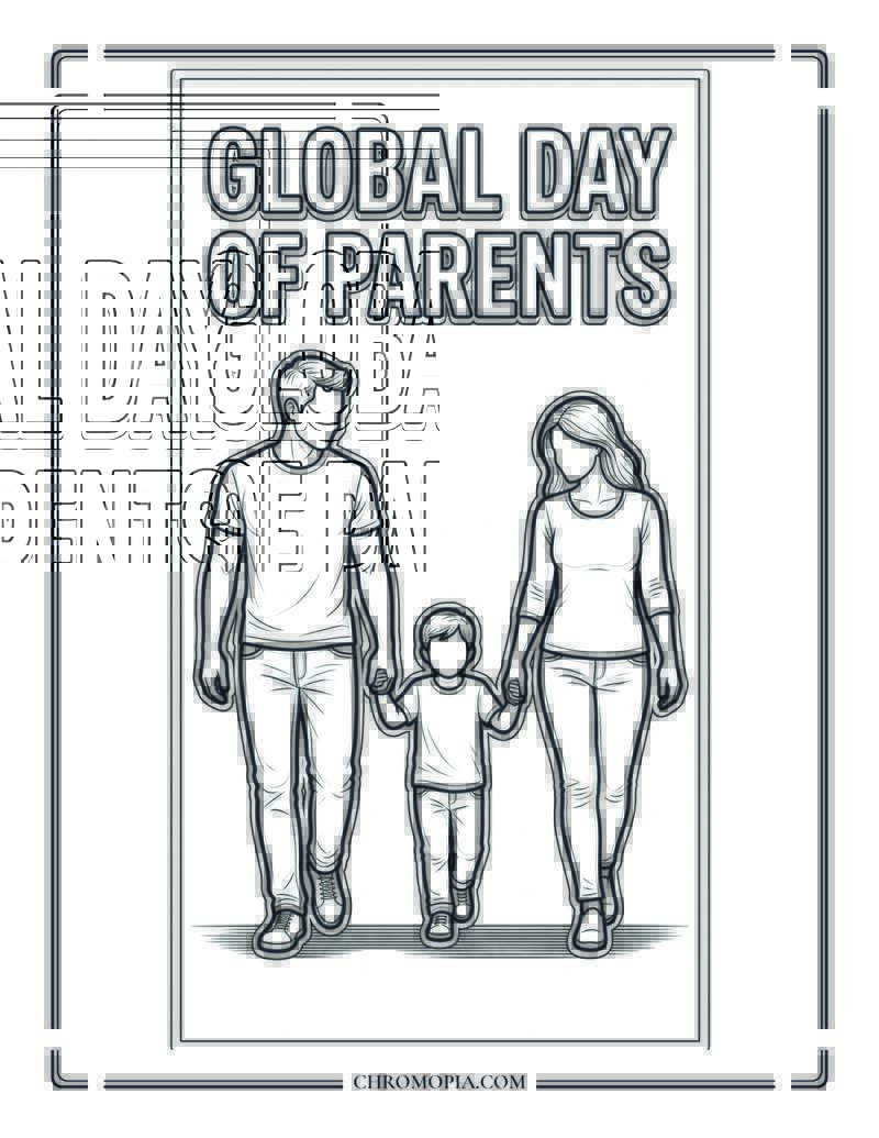 Global Day Of Parents Family Walk Coloring Page
