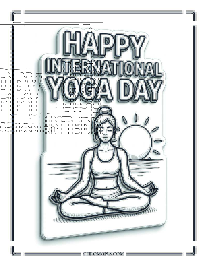 International Yoga Day Meditation Pose Coloring Page