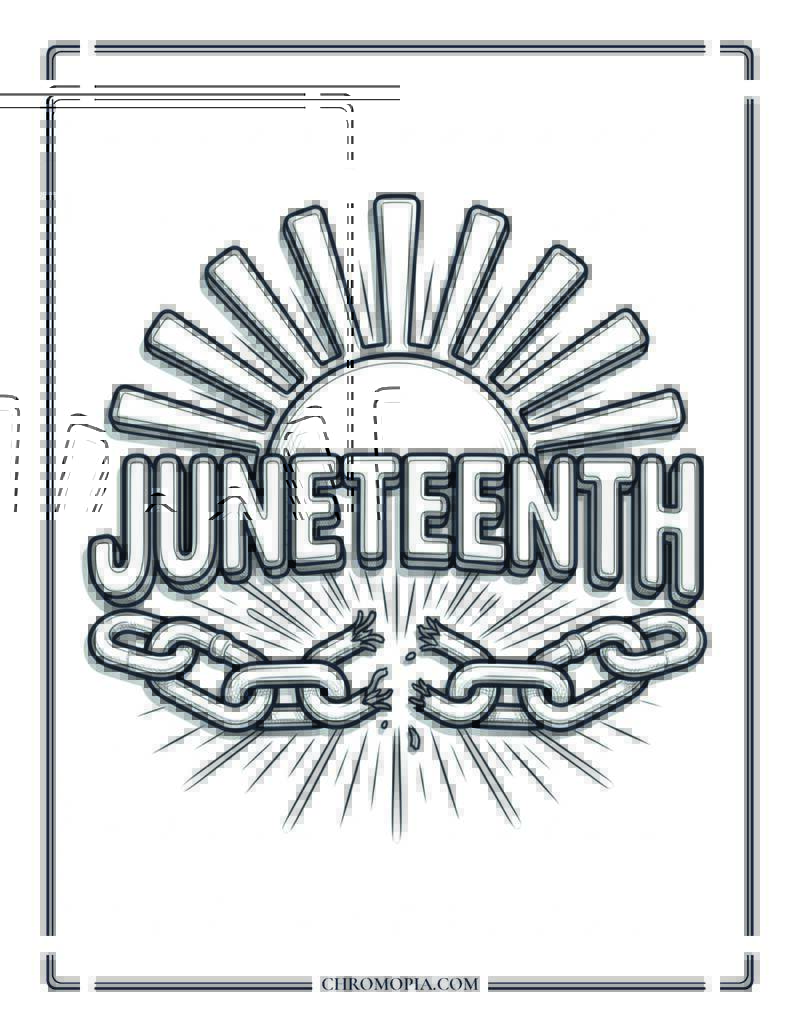 Juneteenth Freedom Rising Sun Coloring Page