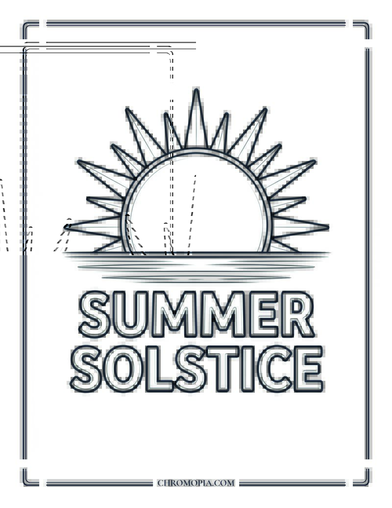 Summer Solstice Rising Sun Coloring Page