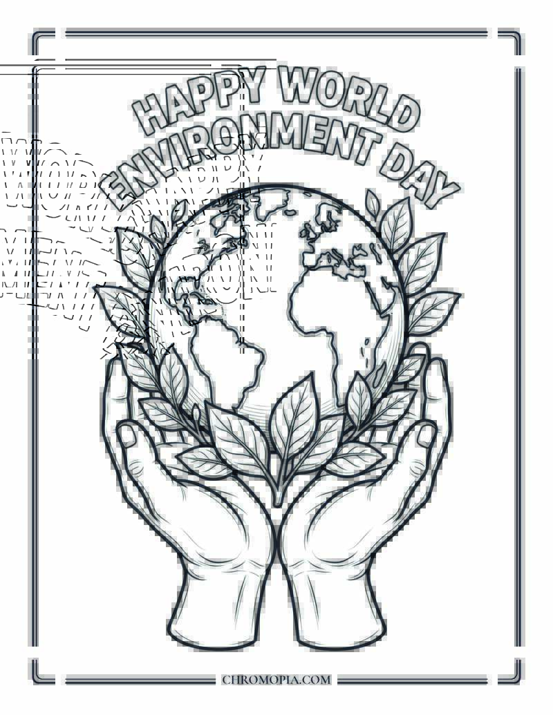World Environment Day Earth Coloring Page