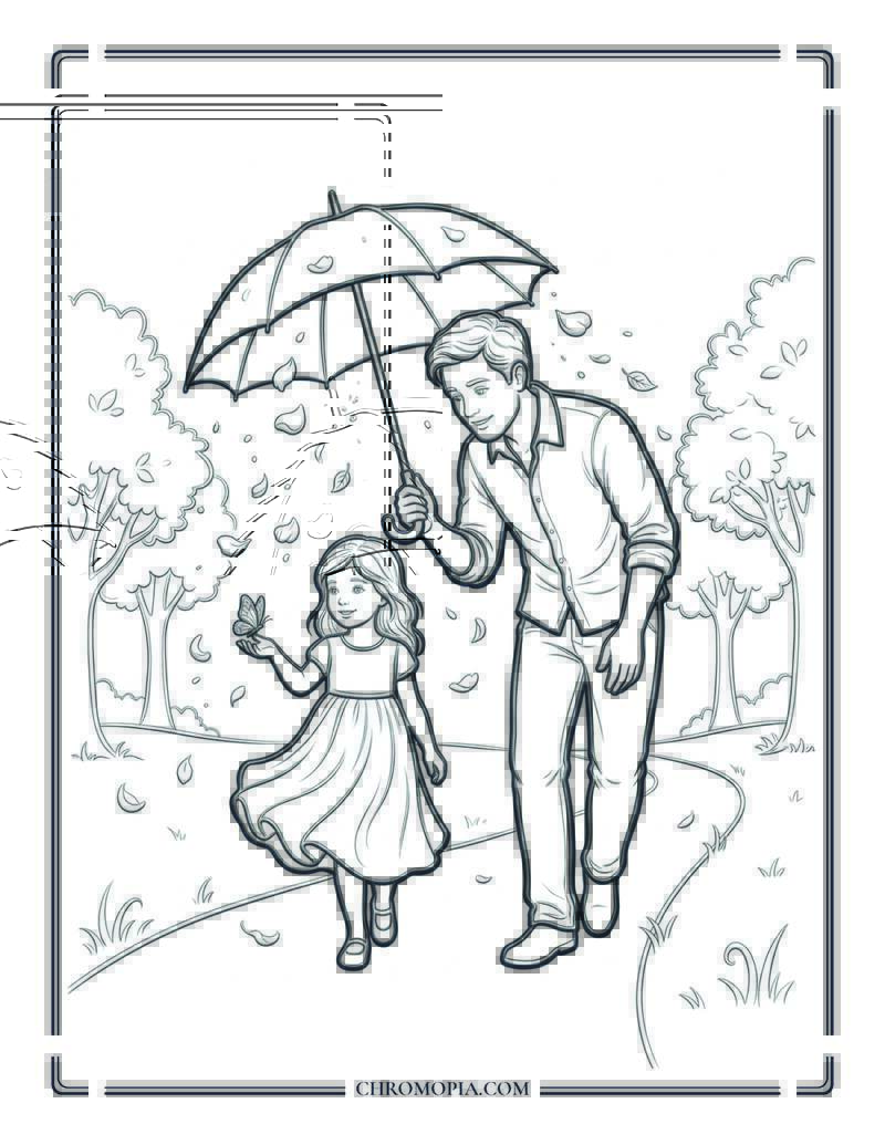 1  Father’s Day Caring Moment Coloring Page