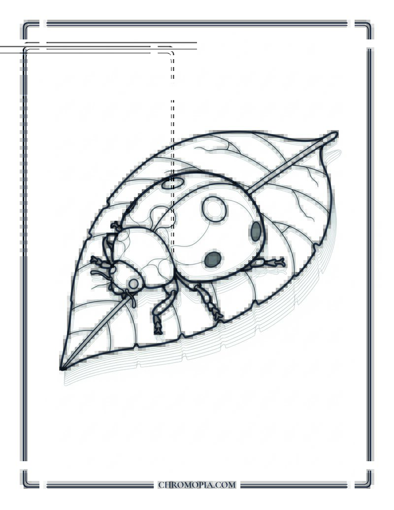 Ladybug Crawling On Large Leaf Coloring Page