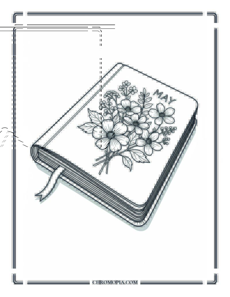 Aesthetic May Nature Coloring Pages