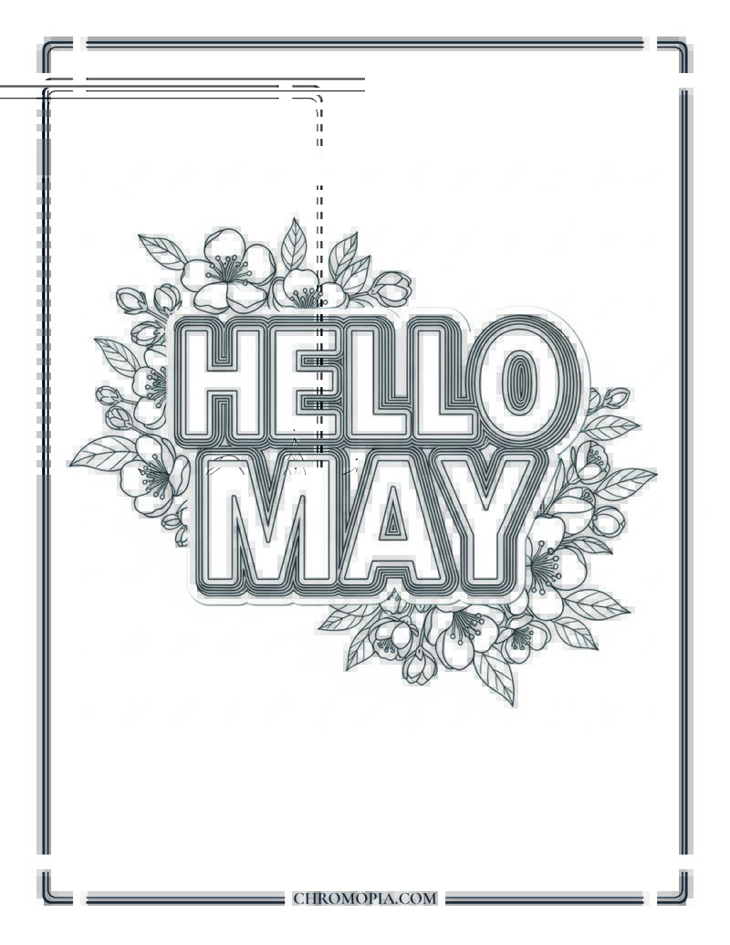 HELLO MAY Bold Lettering Coloring Page