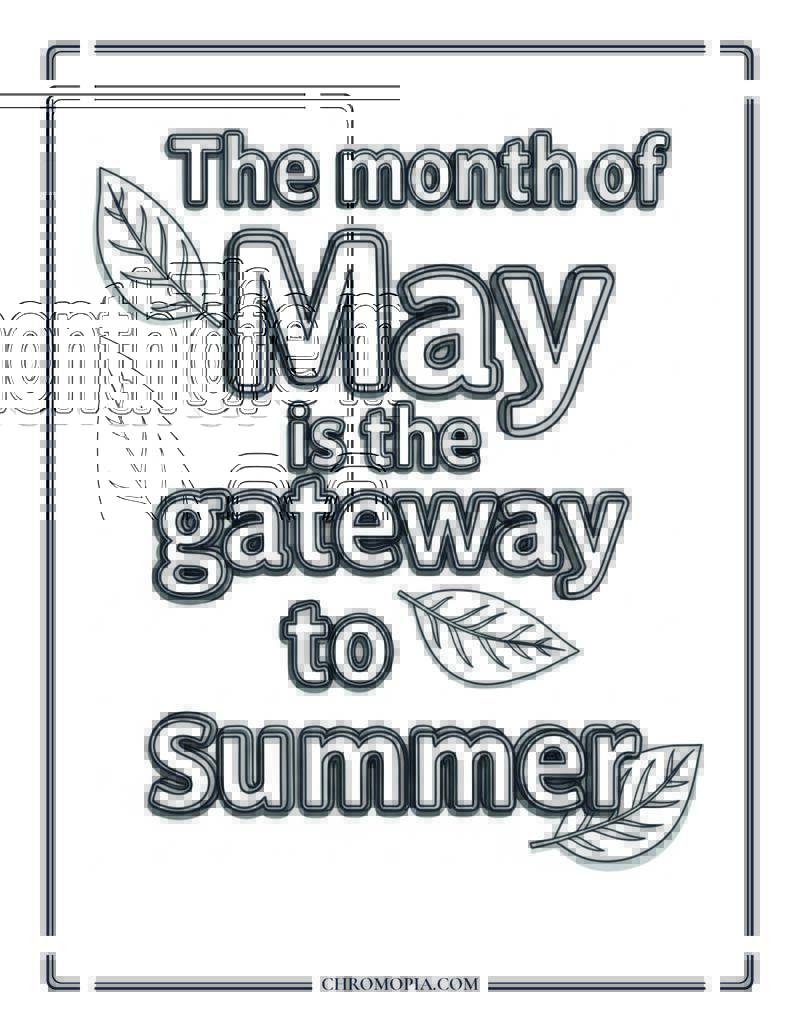 MAY Month Quote Bold Outline Coloring Page