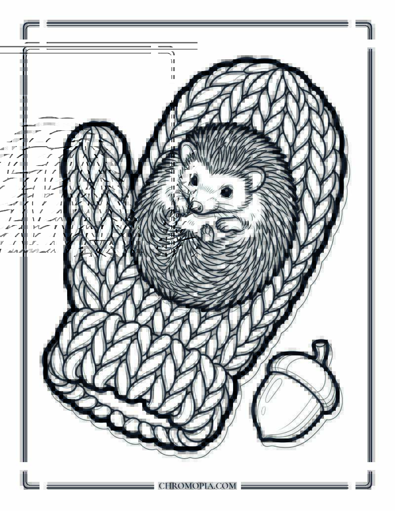 Cute Hedgehog In Warm Mitten Coloring Page