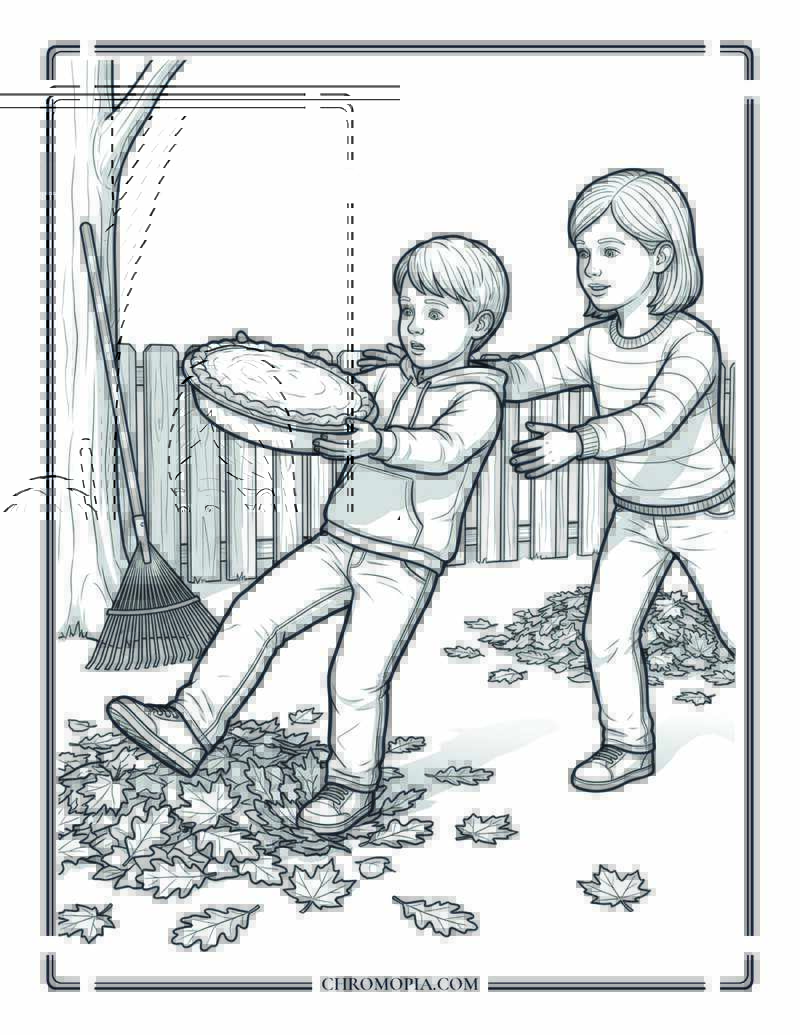 Funny Kid Dropping Pumpkin Pie Coloring Page