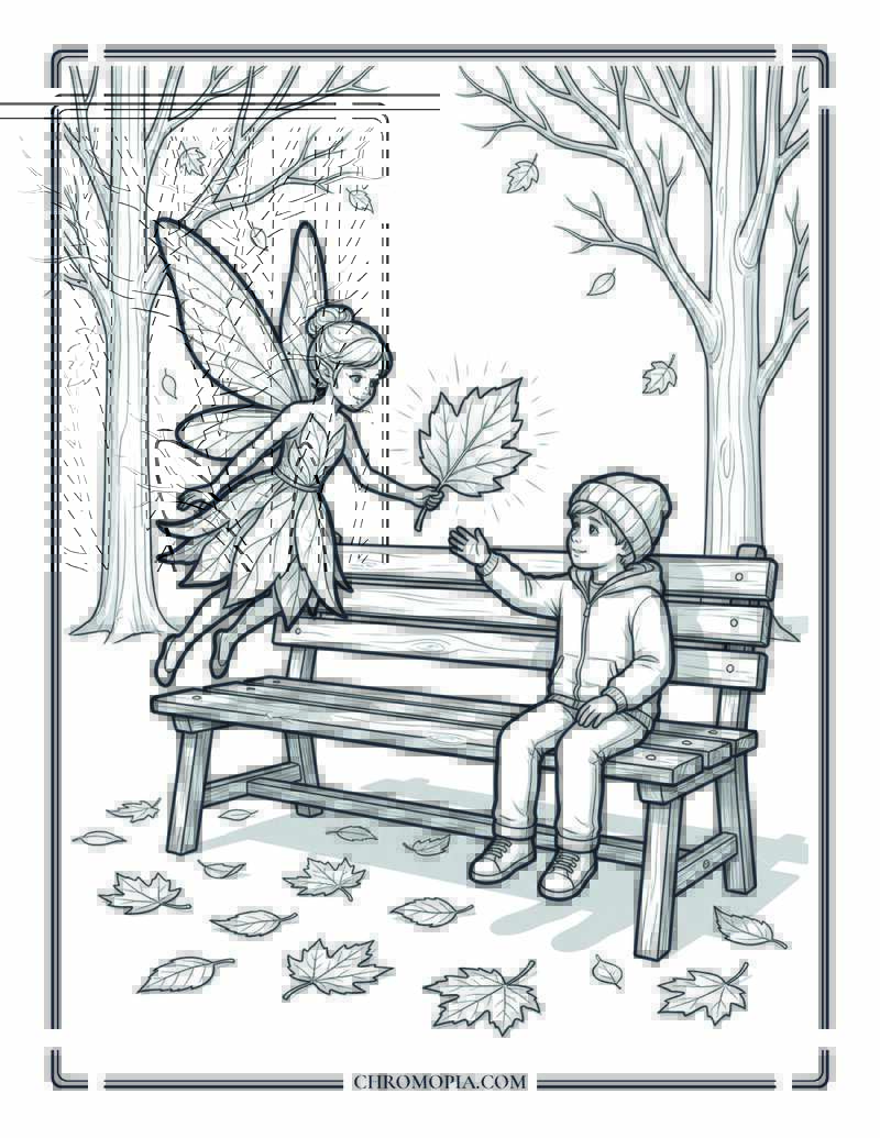 Kindness Fairy Giving Leaf Coloring Page