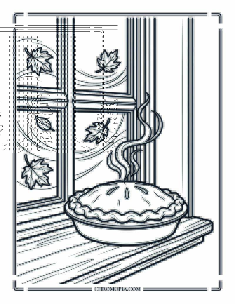 Cozy Kitchen Steam Rising Scene Coloring Page