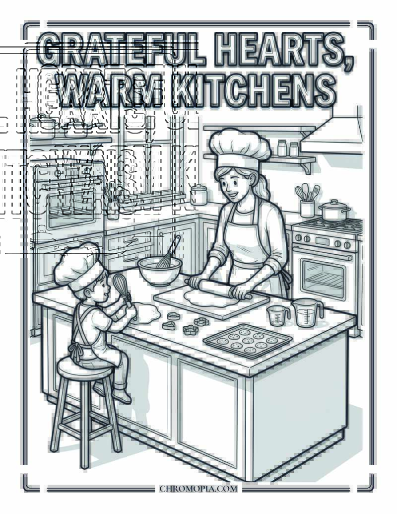 Grateful Hearts Warm Kitchens Quote Coloring Page