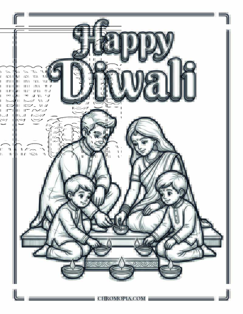 Happy Diwali November Lights Coloring Page