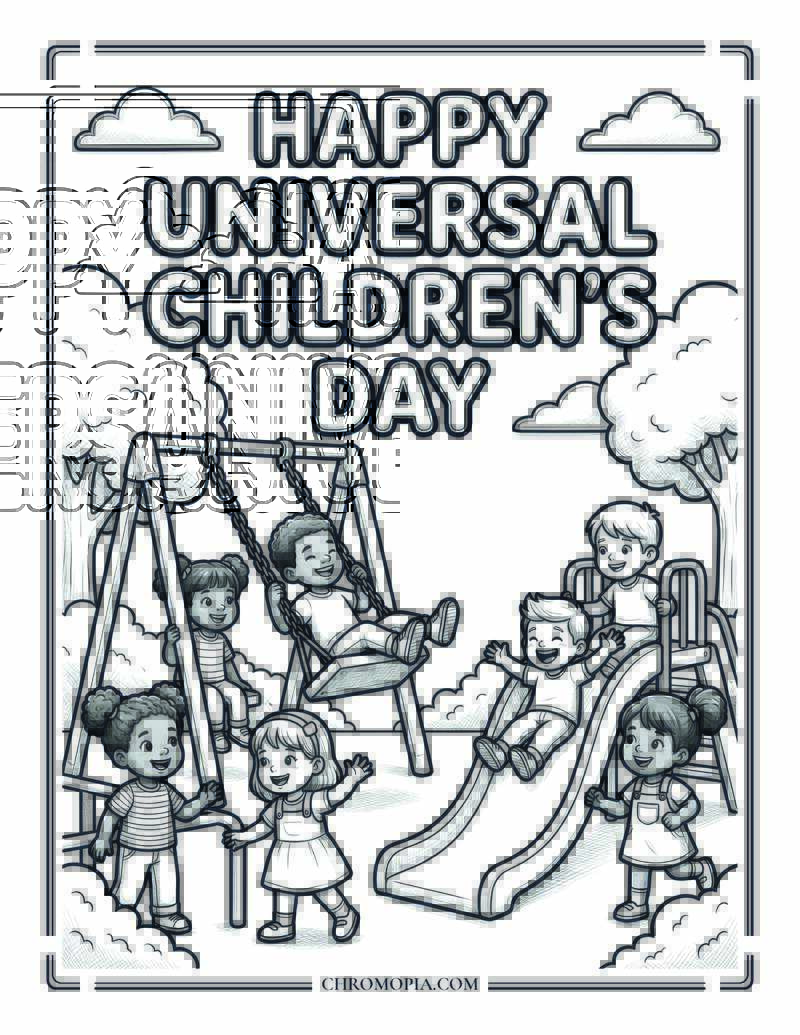 Happy Universal Childrens Day Playground Coloring Page