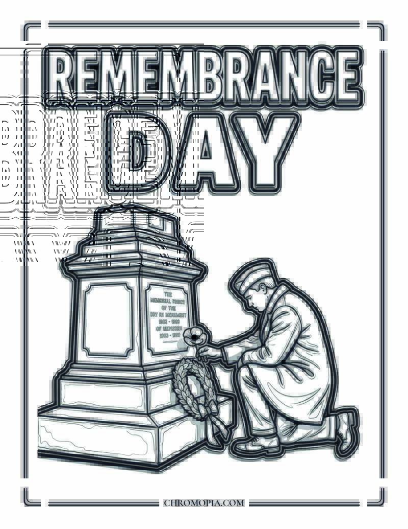 Remembrance Day Poppy Tribute Coloring Page