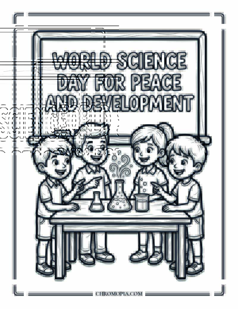 World Science Day Classroom Experiment Coloring Page