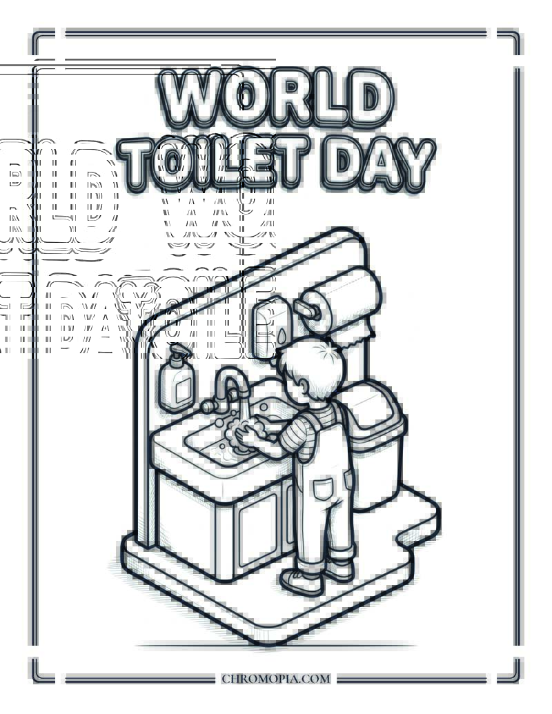 World Toilet Day Hygiene Awareness Coloring Page