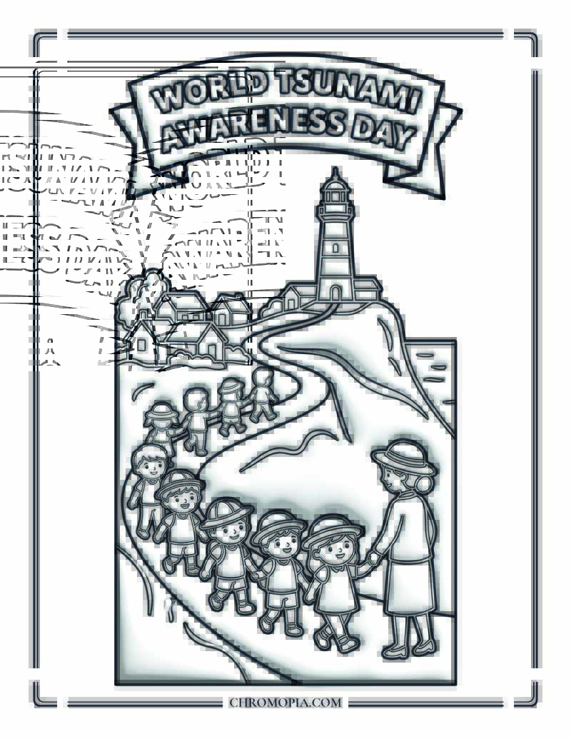 World Tsunami Awareness Day Safety Drill Coloring Page