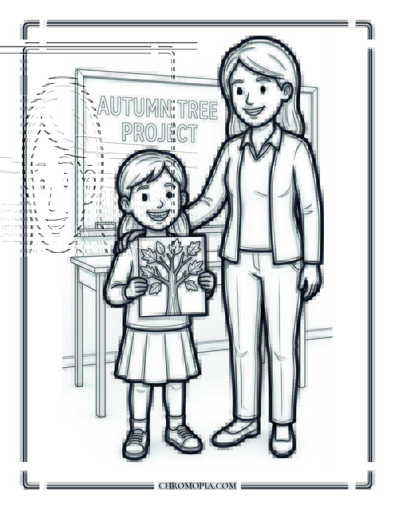 School Art Project Autumn Tree Coloring Page