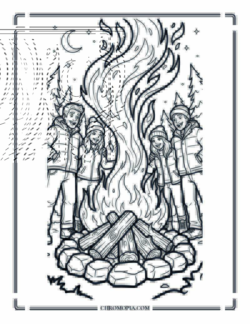 Bonfire Circle From Ground Perspective Coloring Page