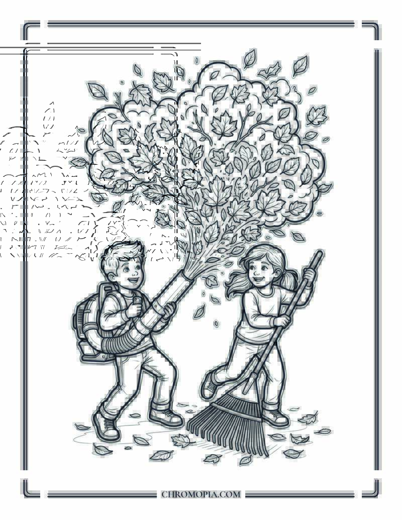 Leaf Cannon Fun Explosion Coloring Page