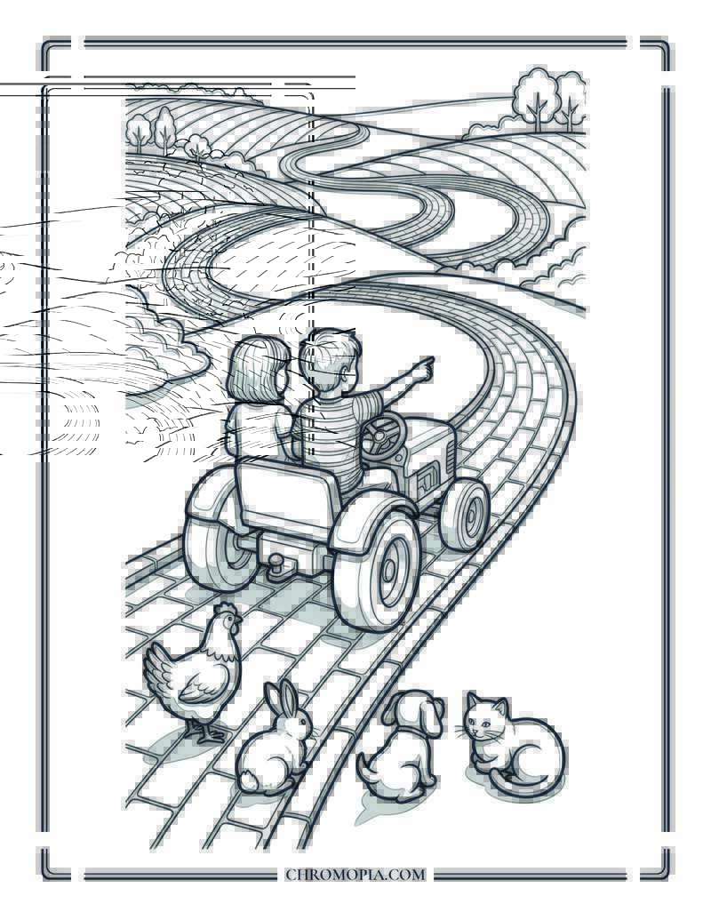 Countryside Adventure Coloring Page