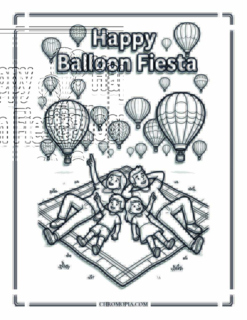 Happy Albuquerque Balloon Fiesta Coloring Page