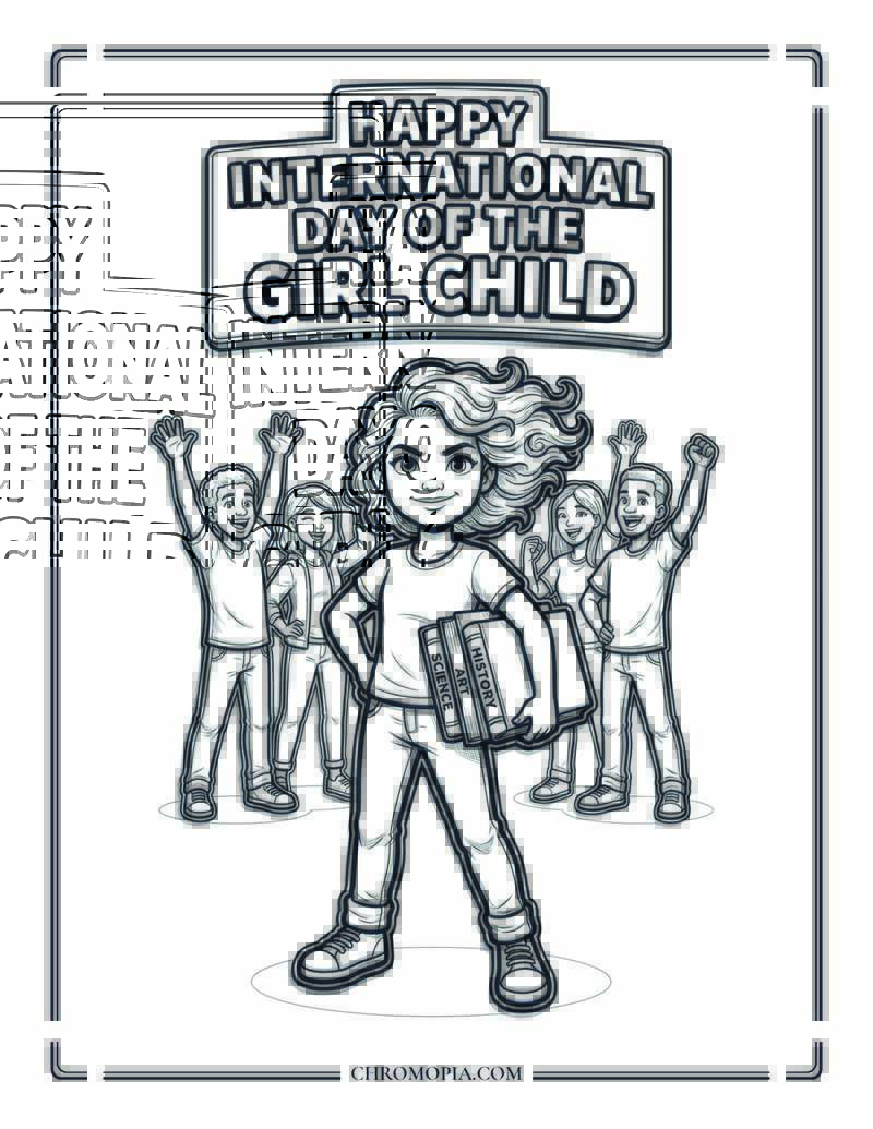 Happy International Day Of The Girl Child Coloring Page