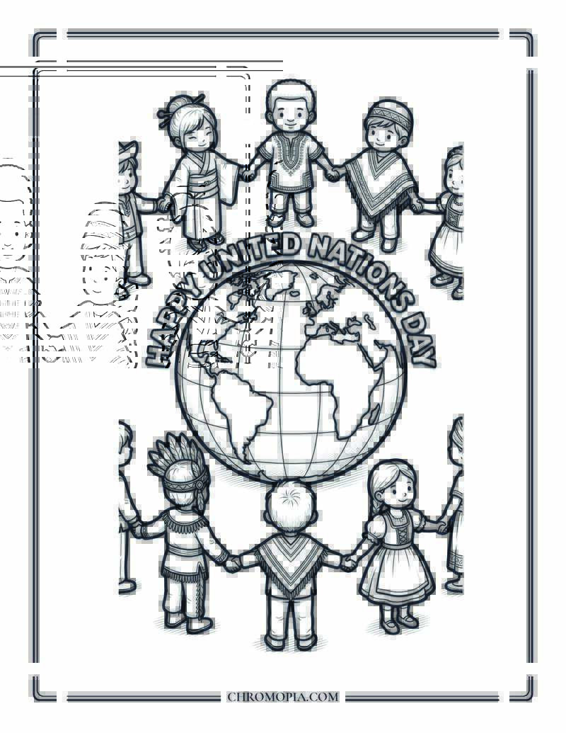Happy United Nations Day Global Unity Coloring Page