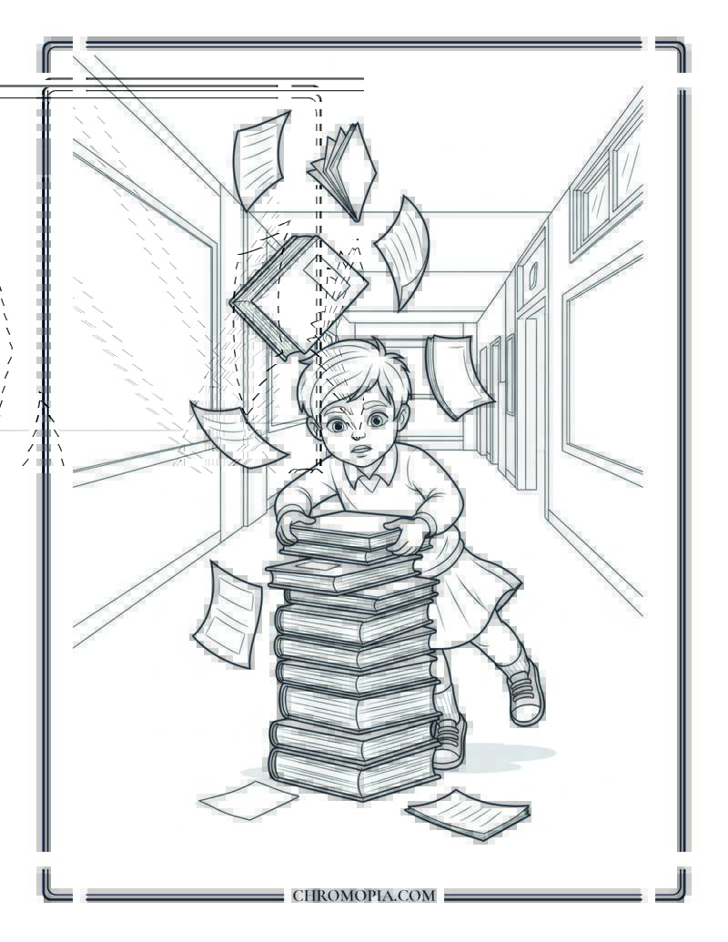 Funny Back To School Book Drop Coloring Page