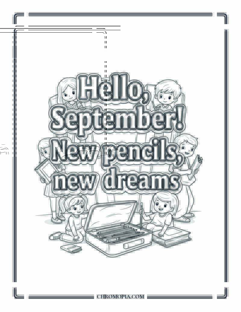 Hello September New Pencils New Dreams Coloring Page
