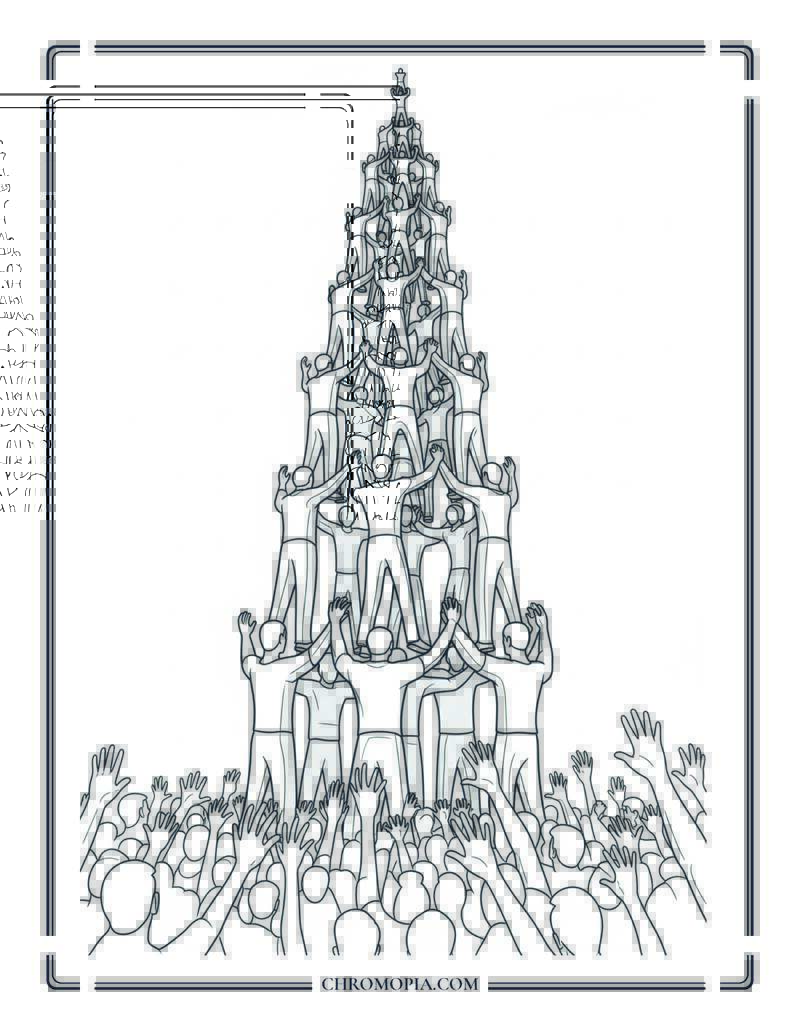 Human Tower Festival Perspective Coloring Page