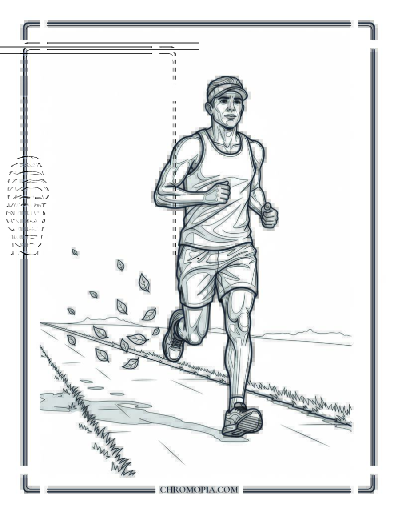 Morning Jogger Running Toward Viewer Coloring Page