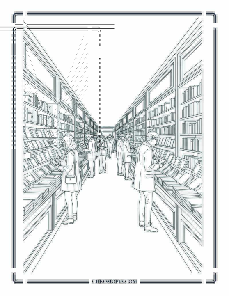 Street Book Fair Top View Coloring Page