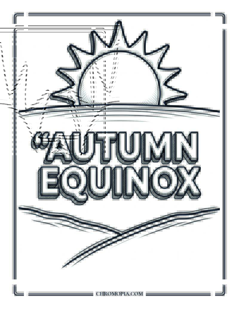 Autumn Equinox Balanced Sun Horizon Coloring Page